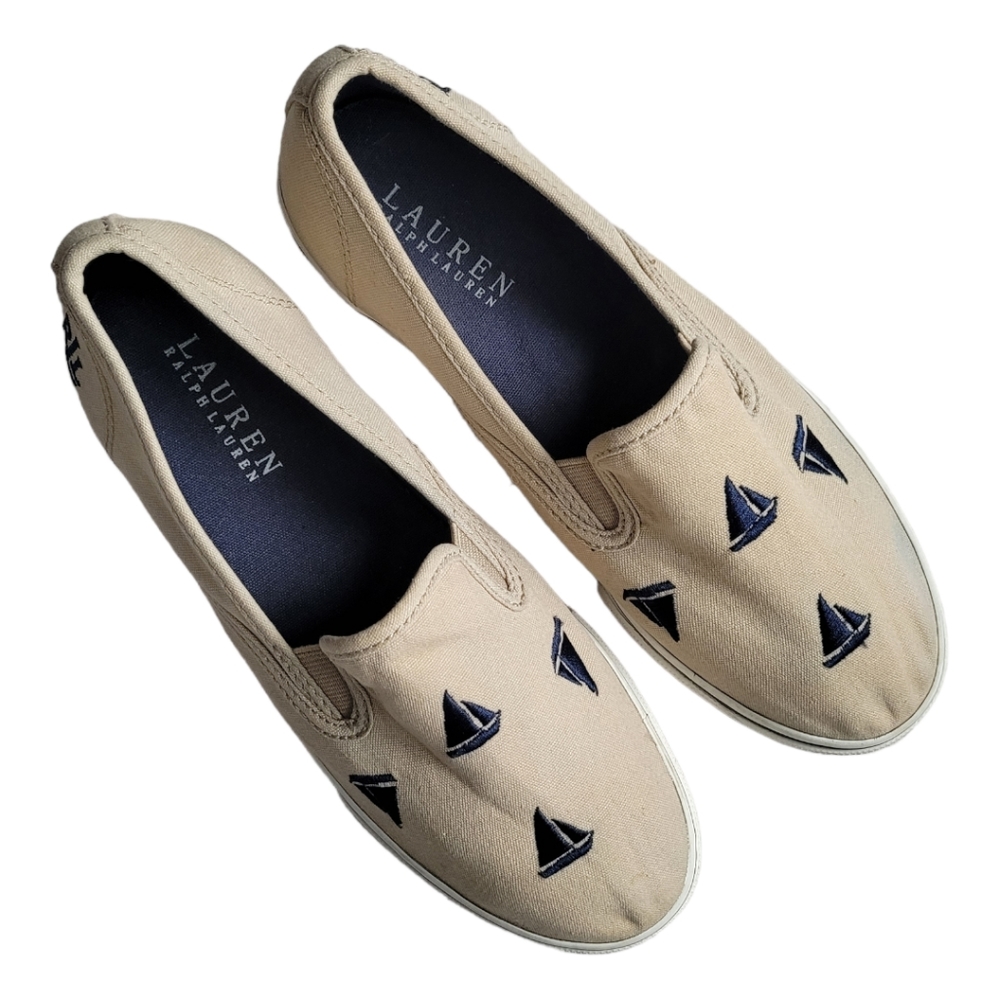 Ralph Lauren Khaki Canvas Slip-ons. Sz 7. HP!